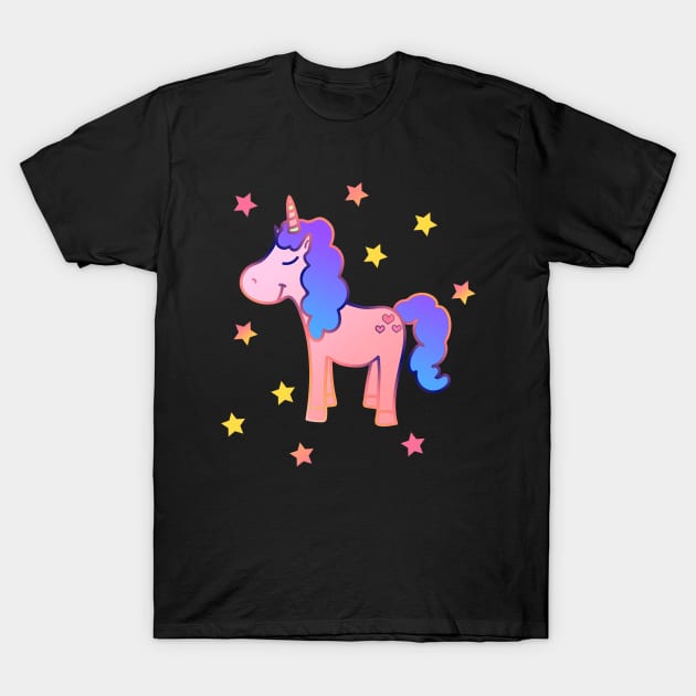 Kawaii Cute Unicorn Stars T-Shirt by MOP tees